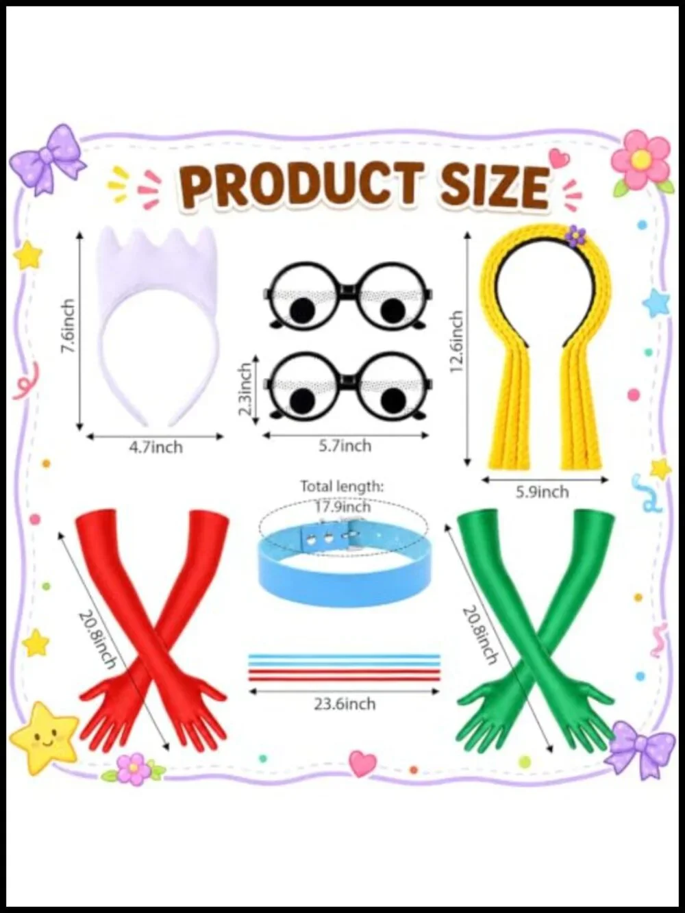 Halloween Fork Knife Costume Set with Googly Eyes Gloves Hair Accessories for